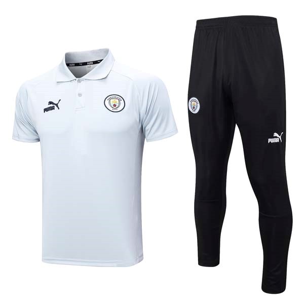 Polo Manchester City Conjunto Completo 2023-2024 Blanco Negro